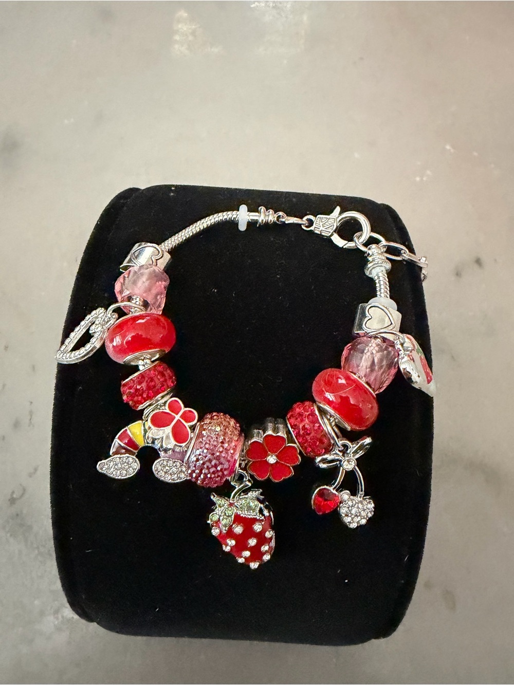 Red Strawberry Bead Bracelet - Women's Jewelry